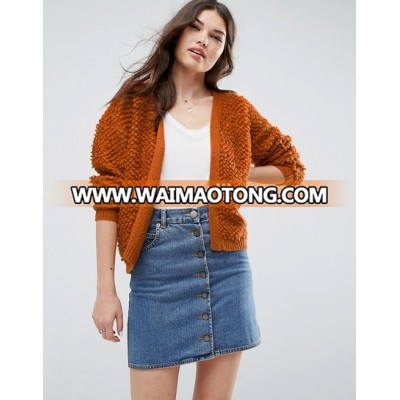 Korea Winter Short Coat Wholesale Knit Cardigan women sweater with two colors