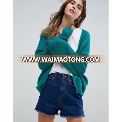 Hot sale long sleeves open front hotgreen plain cardigan women cardigan