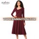 New Design Retro Inspired Asymmetric Collar Flared Dress With Pocket